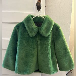 Lime green, faux fur no size bolero style cropped jacket